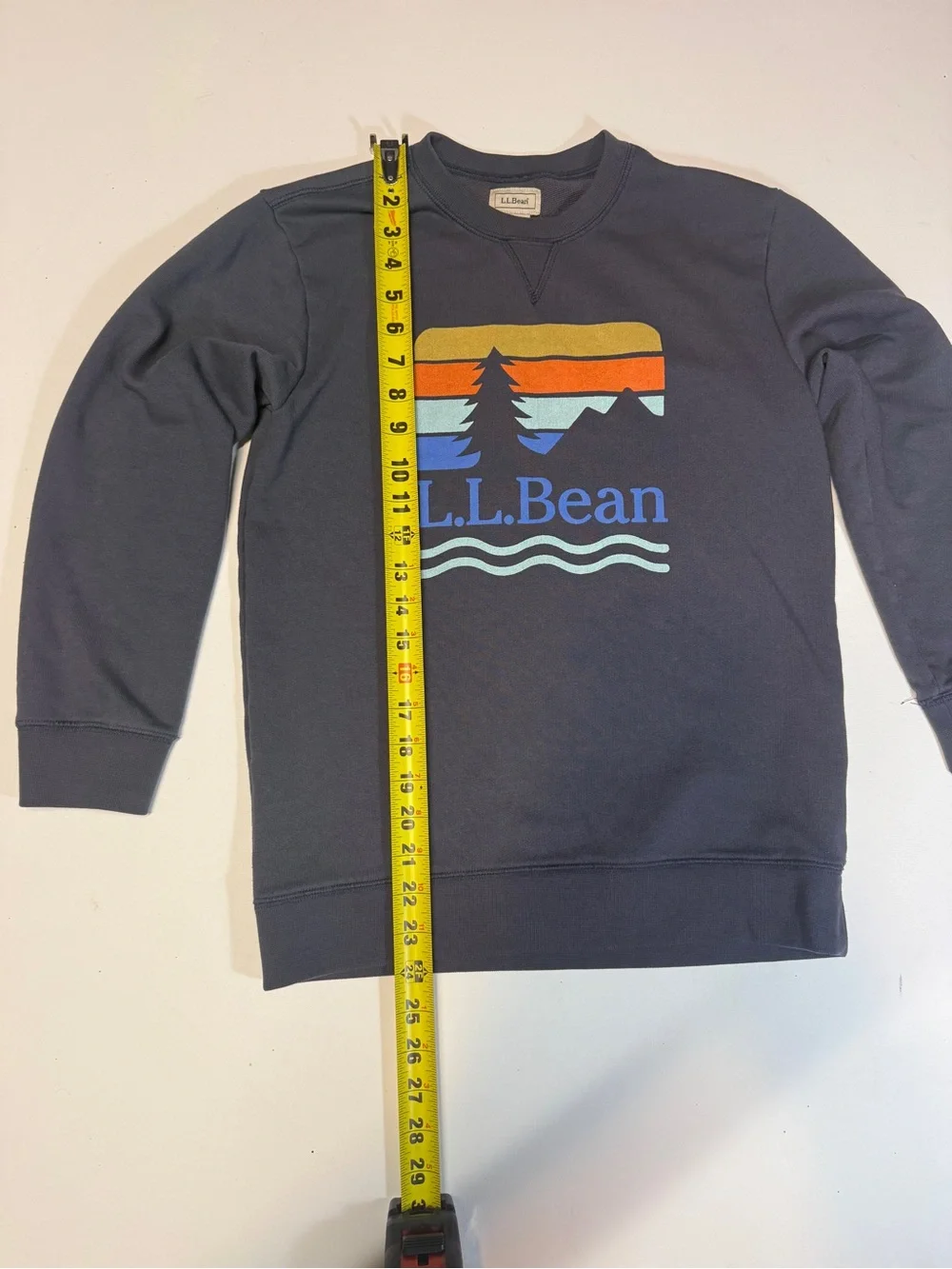 L.L. Bean Navy Kids Graphic Crewneck Sweatshirt with Sunset Logo